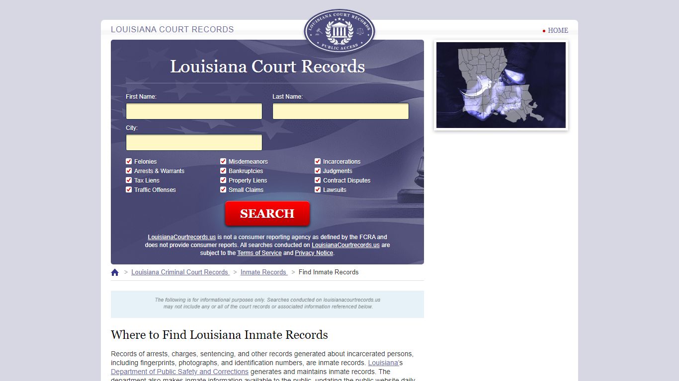 Louisiana Inmate Search | LouisianaCourtRecords.us
